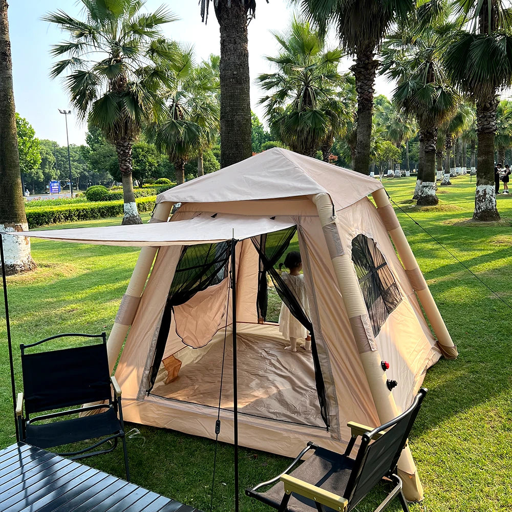 Large Air Tent 5-8 Person Camping Park Tent Family Hiking Trip Suitable Portable Shelter with Inflatable Frame