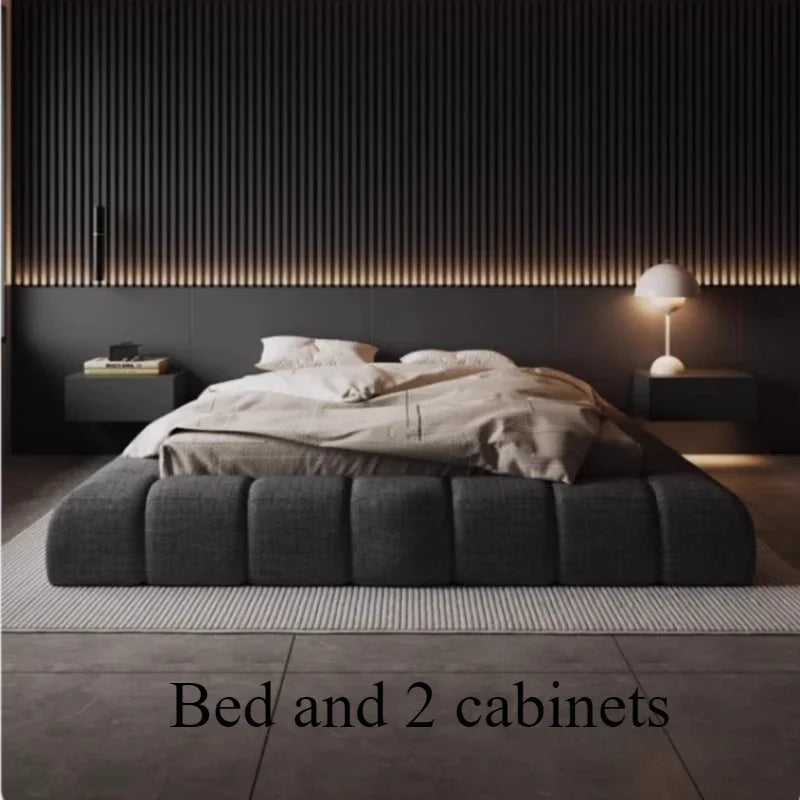 Frame High End Bed Aesthetics Tatami Minimalist Wedding Confortable Bed Master Bedroom Fashionable Design Muebles Furniture