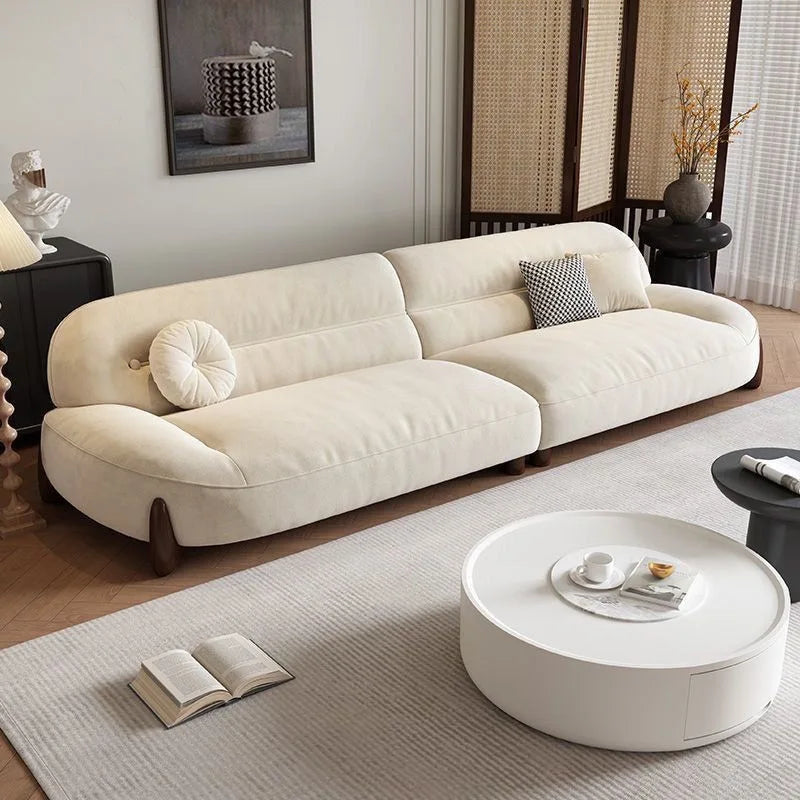 2025 new extremely simple modern cream style designer small apartment living room arc fabric sofa