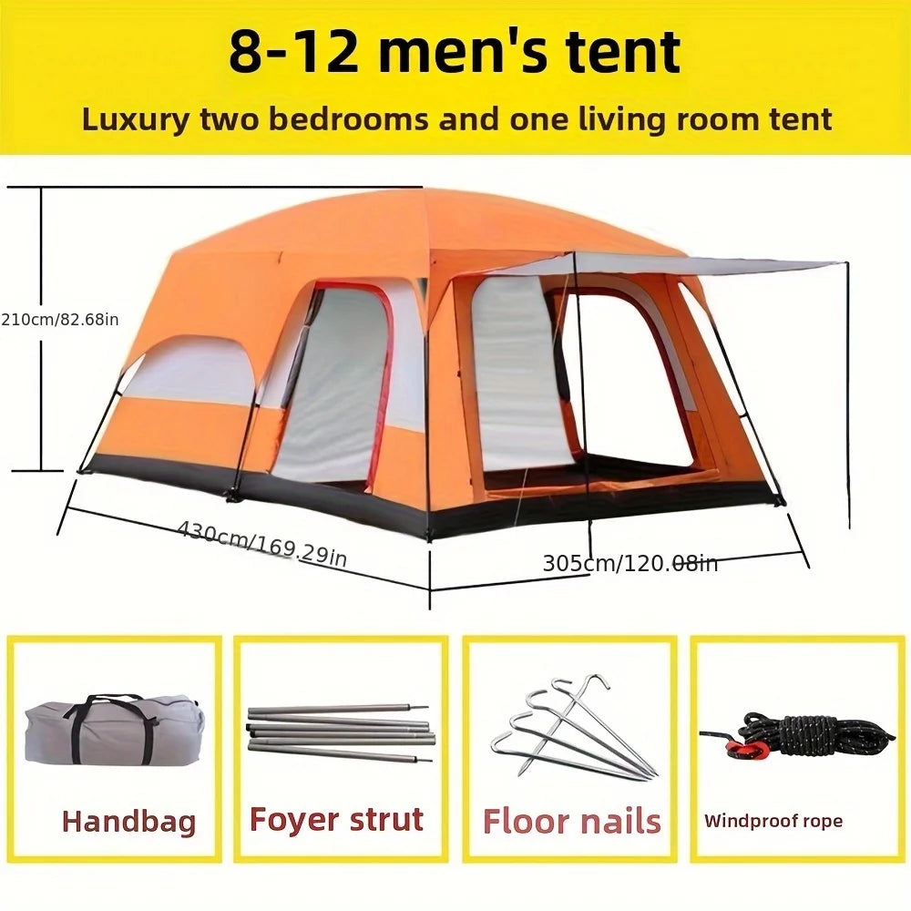 In 2025, upgrade to a two-bedroom, one-living-room outdoor folding portable windproof tent