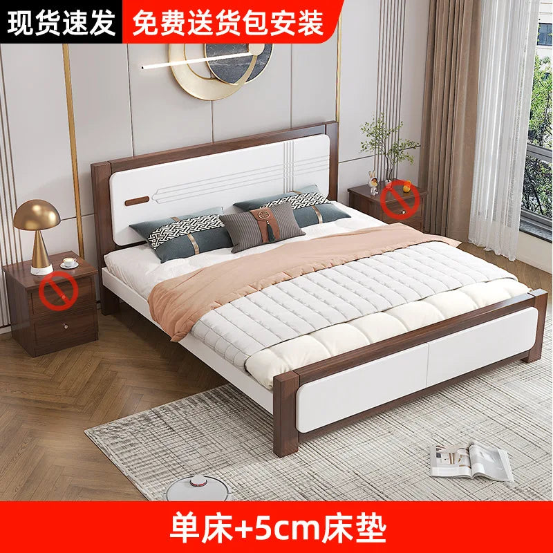 Master bedroom Nordic economy bed 1.8 meters solid wood bed 1.5 meters double bed household small apartment 1.2 meters single be
