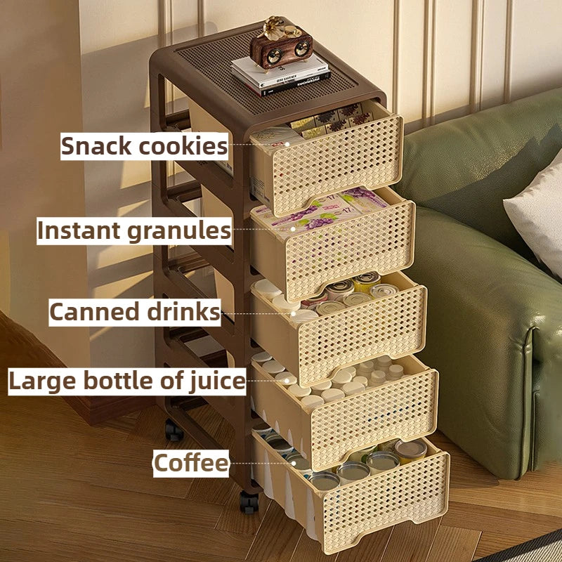 Removable Living Room Cabinet Space Saving Storage Cabinet Multi Layer Drawer Modern Bedroom Cabinets Snack Luxury Furniture