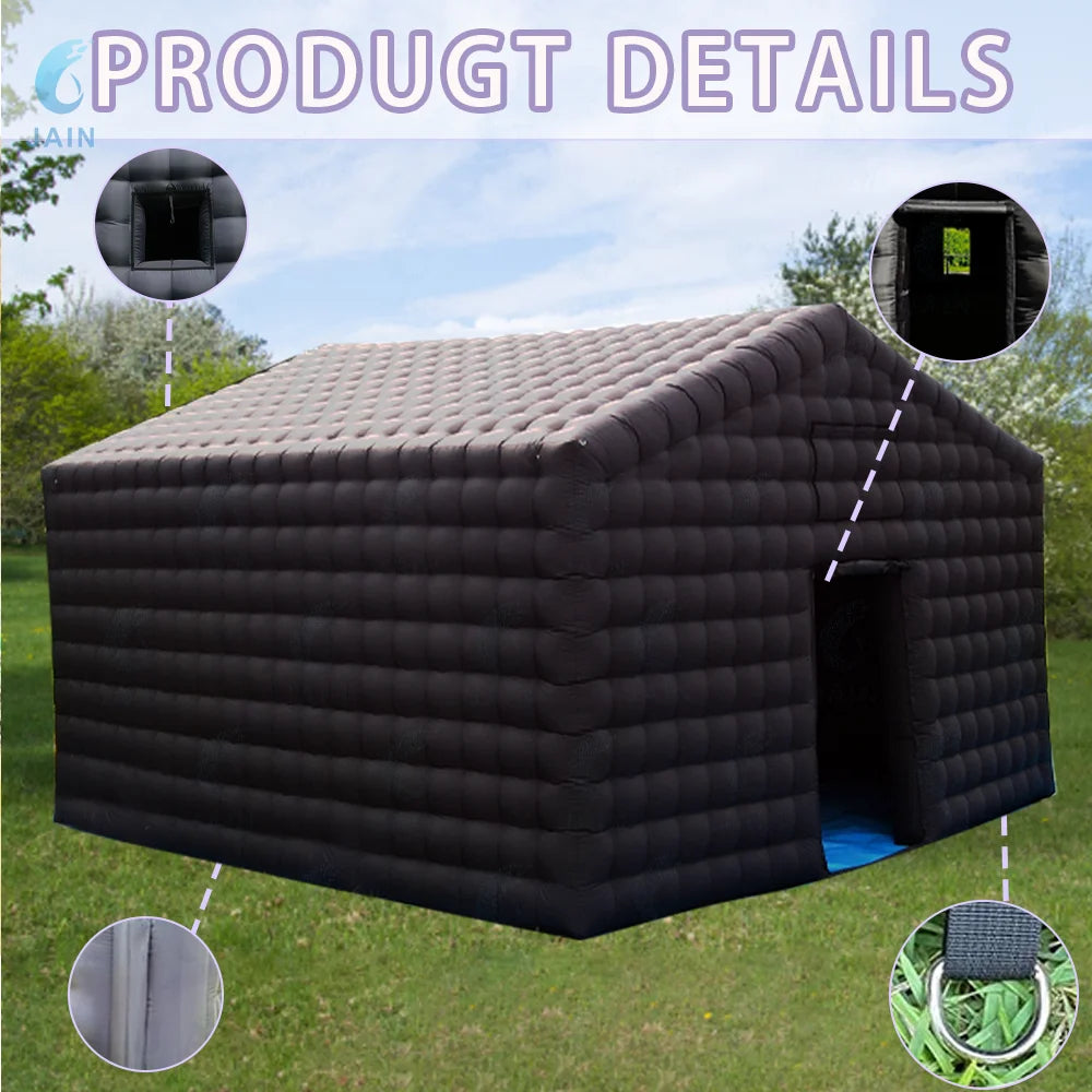 Stock!20FT Large Black Inflatable Nightclub Party Tent with Blower Inflatable Portable Disco Tent Air Tent for Wedding Birthday