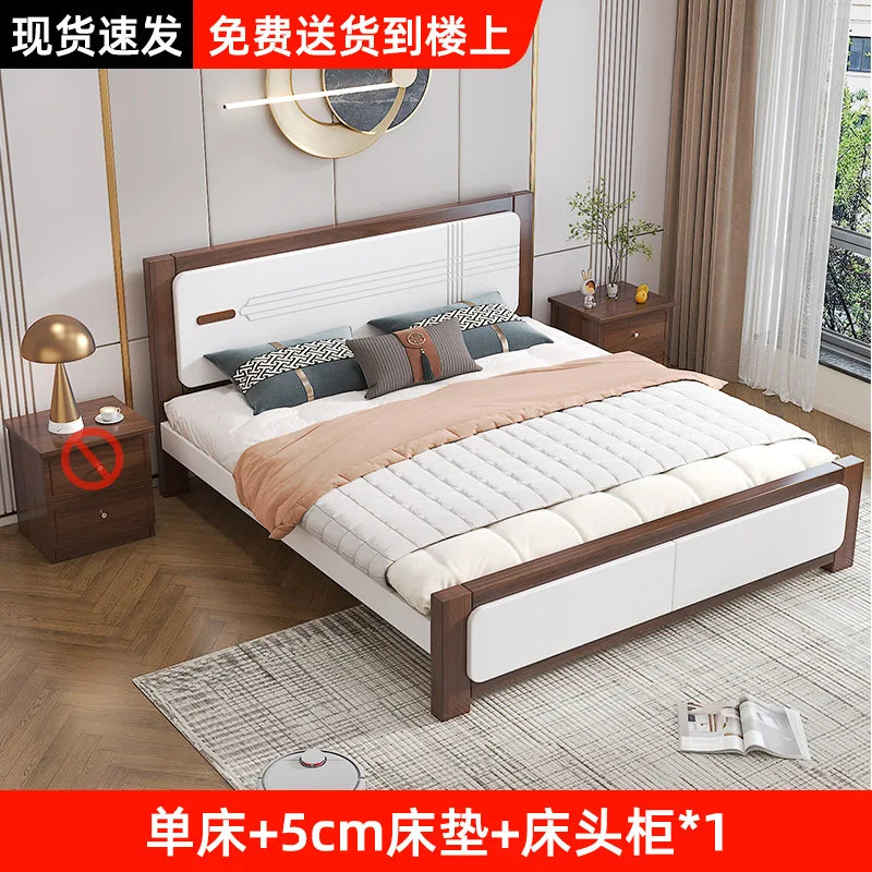 Master bedroom Nordic economy bed 1.8 meters solid wood bed 1.5 meters double bed household small apartment 1.2 meters single be