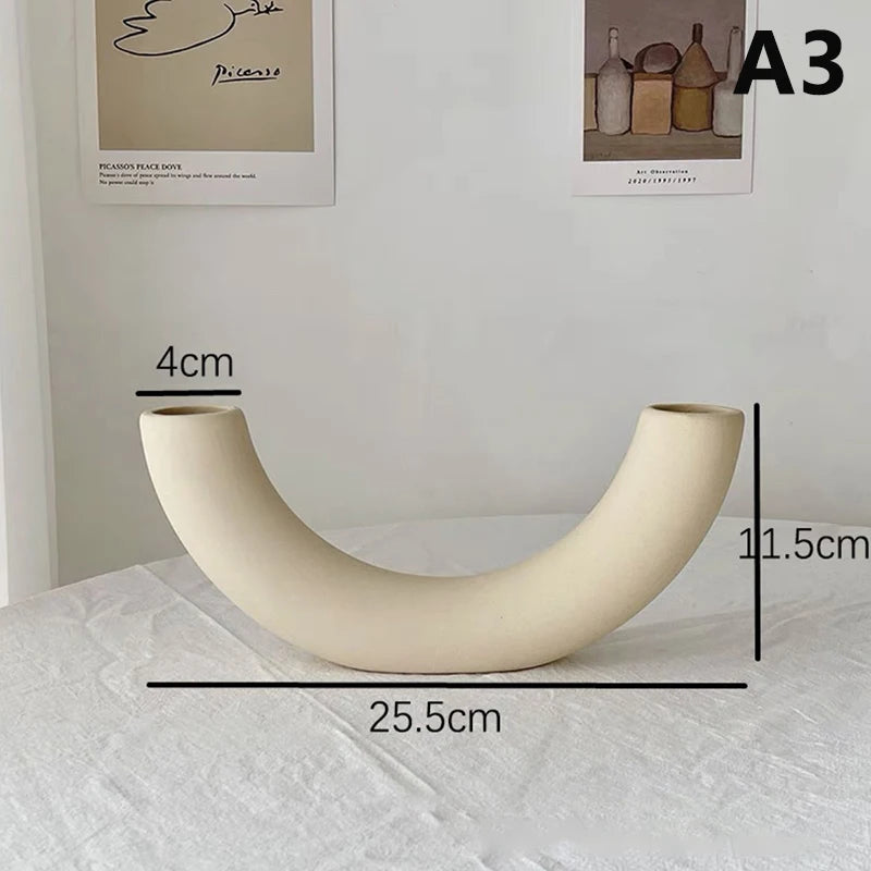 Bedroom Desktop Home Decor Photography Background Decor Modern Simple Ceramic Art Vase Dried Flowers Flower Arrangement Ornament