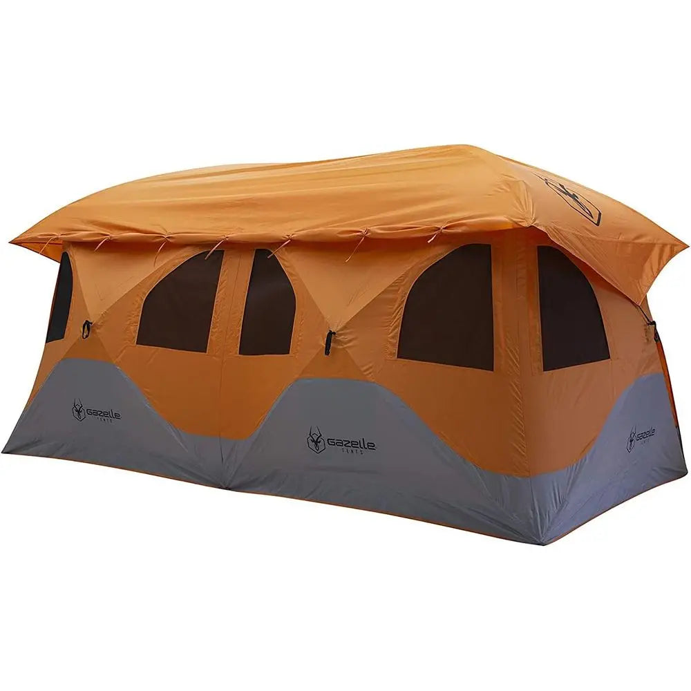 8-Person Sunset Orange Tent with Quick Setup, Waterproof & UV Protection, Removable Floor, Ample Storage, GT800SS