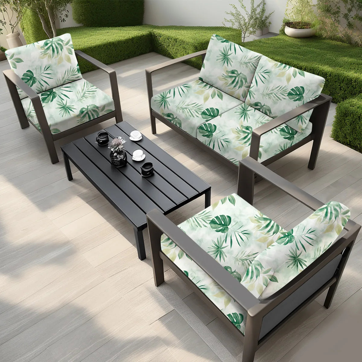 Outdoor Waterproof Tropical Print Sofa Cushion Covers Non-Slip Furniture Protectors Replacement for Individual Seat Cushions New