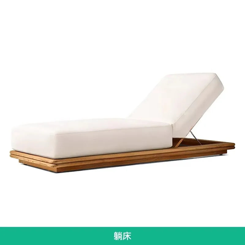 Patio Furniture Outdoor Solid Wood Sunbeds Beach Chaise Lounge Hotel Garden Pool Sun Bed Set Sun Lounge Waterproof Furnitureoutd