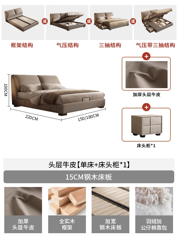Bedroom Safe Wooden Bed Floor Double Comfortable Sleeping Large Size Bed Soft Fashion Interior Cama Matrimonial Furnitures