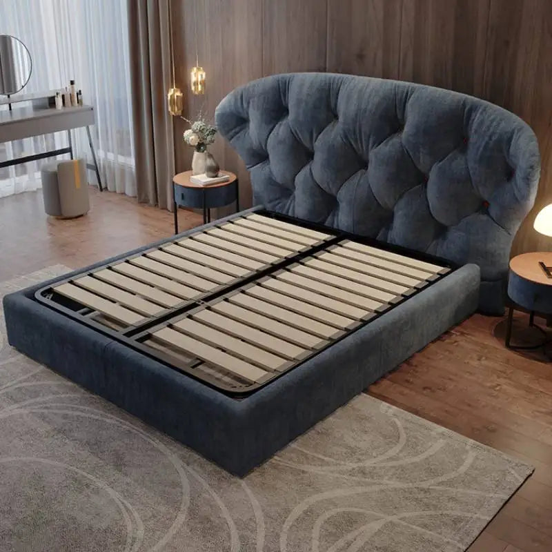 Pretty Wooden Double Bed Frame Cheap Elegant Luxury Twin Queen Bases Bed Full Size Side Table Cama Box Casal Home Furniture