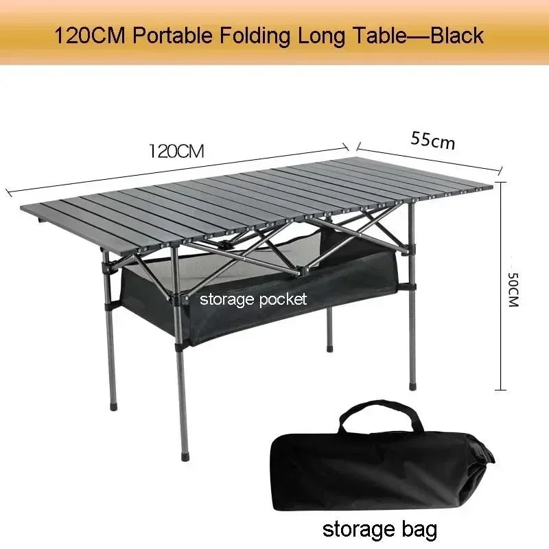 Outdoor Folding Long Table Tourist Portable Storage Egg Roll Table Camping Desk Barbecue Easy To Install  Picnic Outdoor Tables