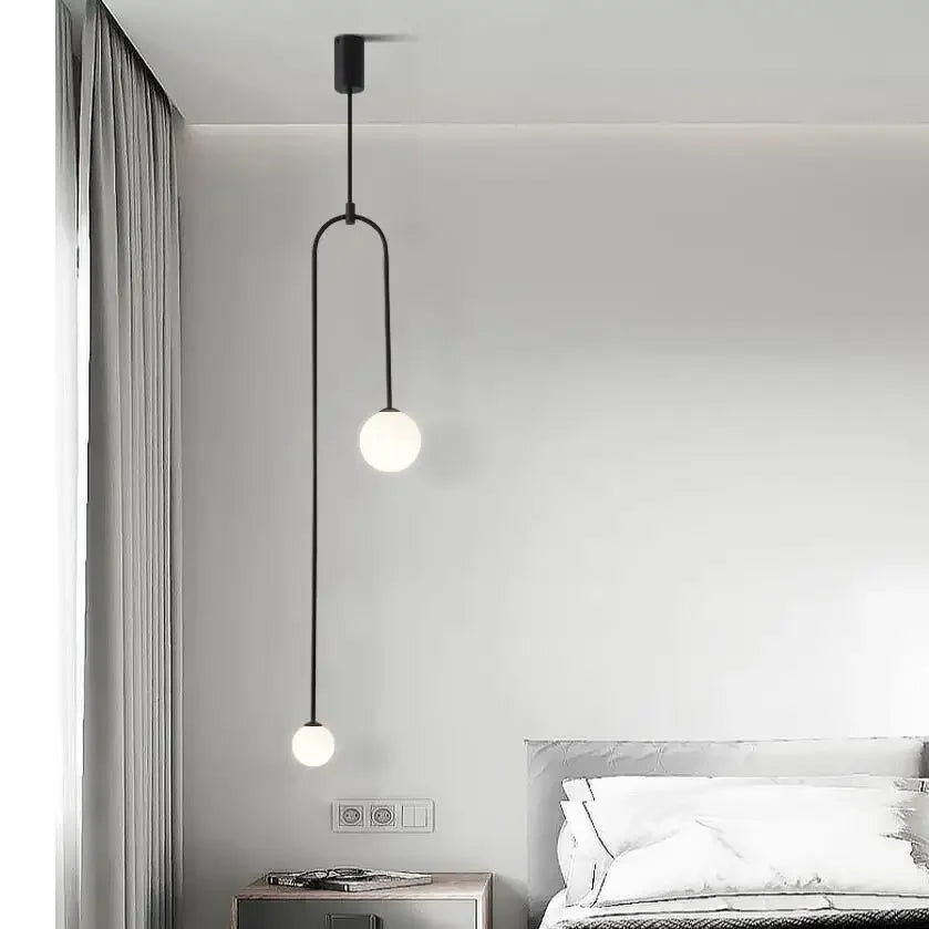 Nordic Bedroom Bedside LED Pendant Lamp Bar Simple Living Room Background Glass Ball Chandeliers Lighting