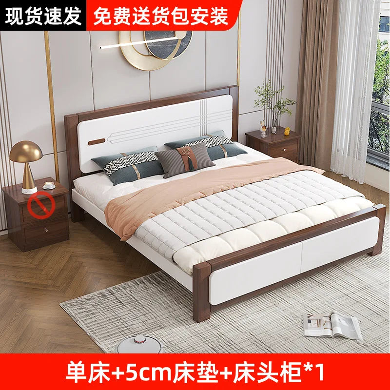 Master bedroom Nordic economy bed 1.8 meters solid wood bed 1.5 meters double bed household small apartment 1.2 meters single be