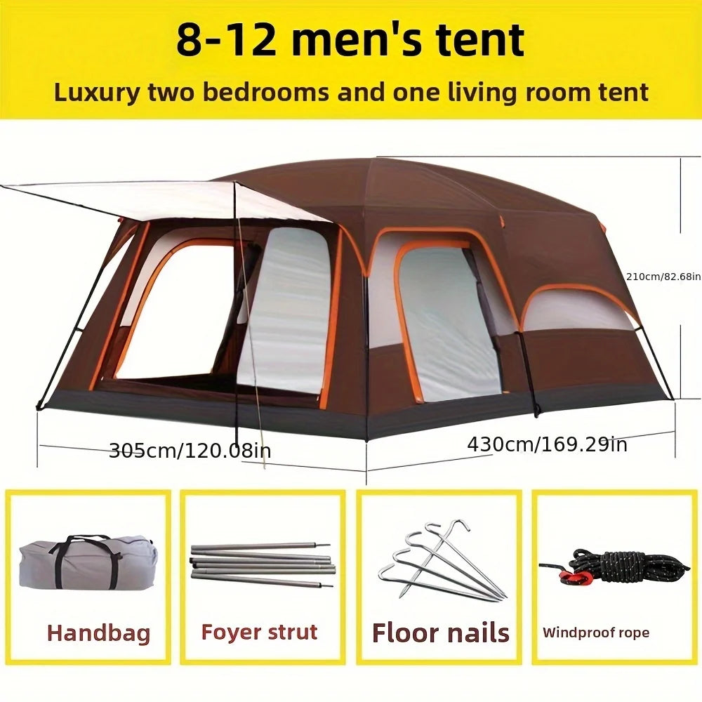 In 2025, upgrade to a two-bedroom, one-living-room outdoor folding portable windproof tent