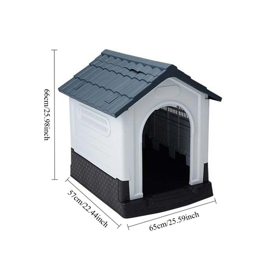 Large Plastic Dog House, Indoor Outdoor Doghouse Pet House with Air Vents and Elevated Floor