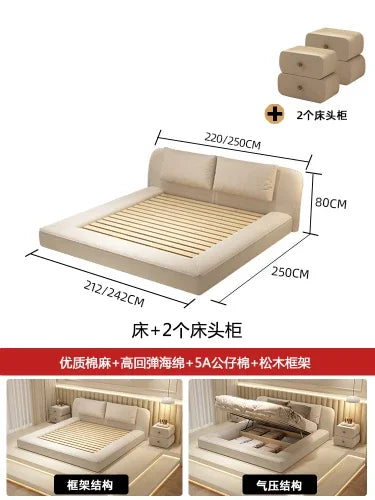 Queen Size Marriage Bed Modern Minimalist Multifunctional Bedroom Bed Storage Space Camas De Casal De Luxo Home Furniture