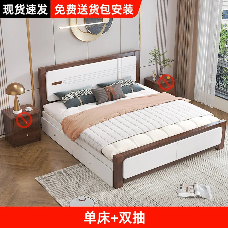 Master bedroom Nordic economy bed 1.8 meters solid wood bed 1.5 meters double bed household small apartment 1.2 meters single be
