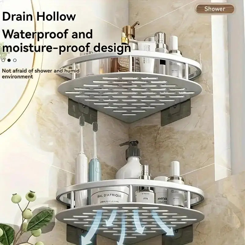 Bathroom Shelf Kitchen Storage Organizer Aluminum Alloy Shampoo Rack Shower Shelf Bathroom Accessories No Drill Shelf