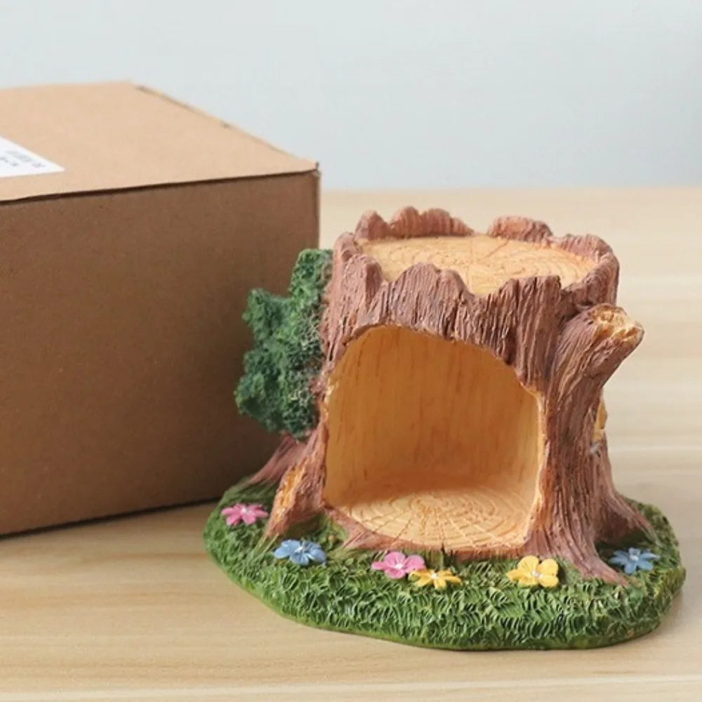 Forest Tree Hole Resin Decor Creative Office Home Desk Decoration Miniature Nature Craft Artwork Desktop Ornament  Home Decor