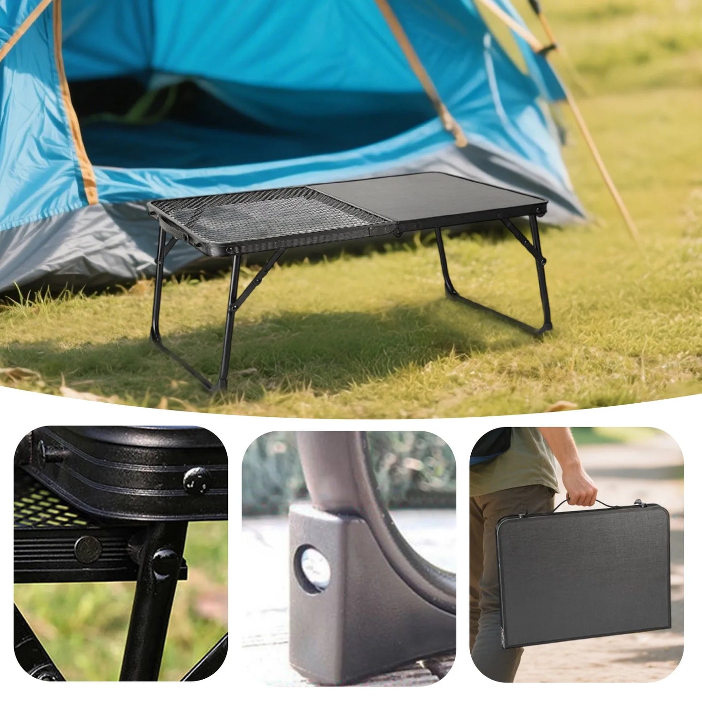 Outdoor Half-Folding Table Multi-Functional Iron Table High Load-Bearing Capacity Portable Picnic Camping Garden Barbecue Table