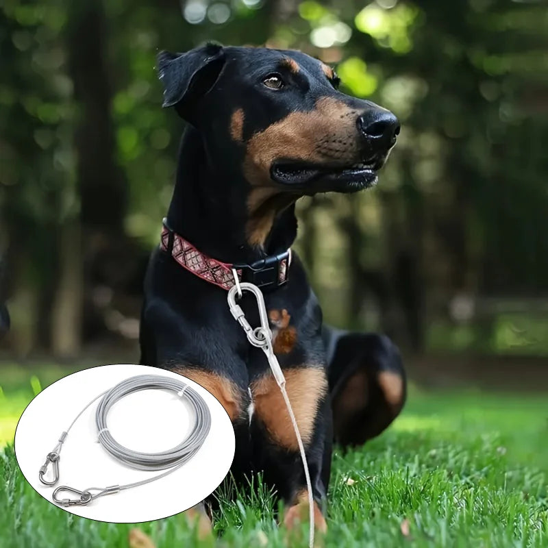 Pet Outdoor Double Hook Extended Steel Wire Rope Dog Rope Pet Traction Rope Anti Bite Dog Chain Metal Hooks Pet Supplies