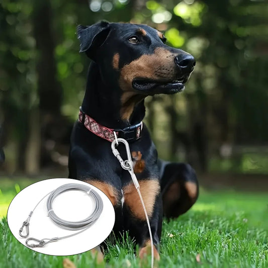 Pet Outdoor Double Hook Extended Steel Wire Rope Dog Rope Pet Traction Rope Anti Bite Dog Chain Metal Hooks Pet Supplies