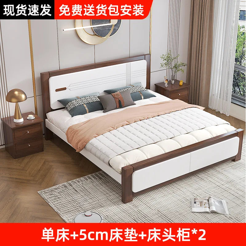 Master bedroom Nordic economy bed 1.8 meters solid wood bed 1.5 meters double bed household small apartment 1.2 meters single be