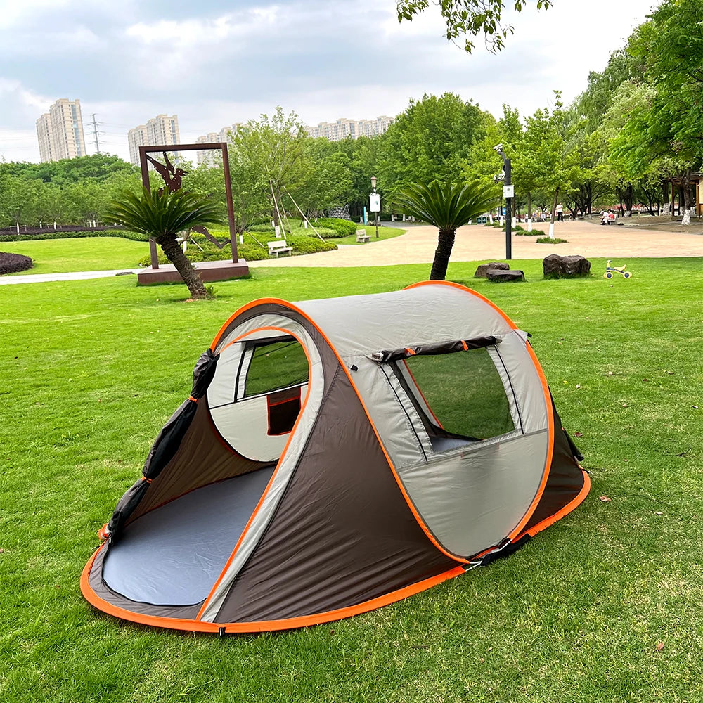A pop-up tent, outdoor tent, camping tent, oval tent, waterproof and sun-proof travel tent, suitable for camping hiking trips