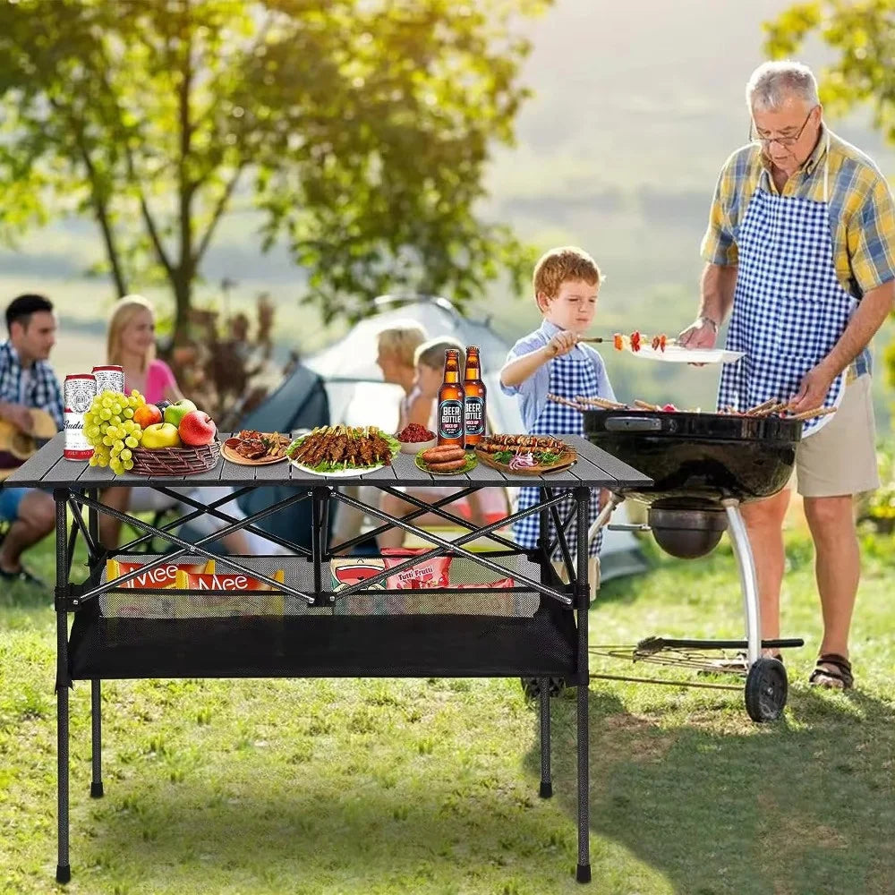 Outdoor Folding Long Table Tourist Portable Storage Egg Roll Table Camping Desk Barbecue Easy To Install  Picnic Outdoor Tables