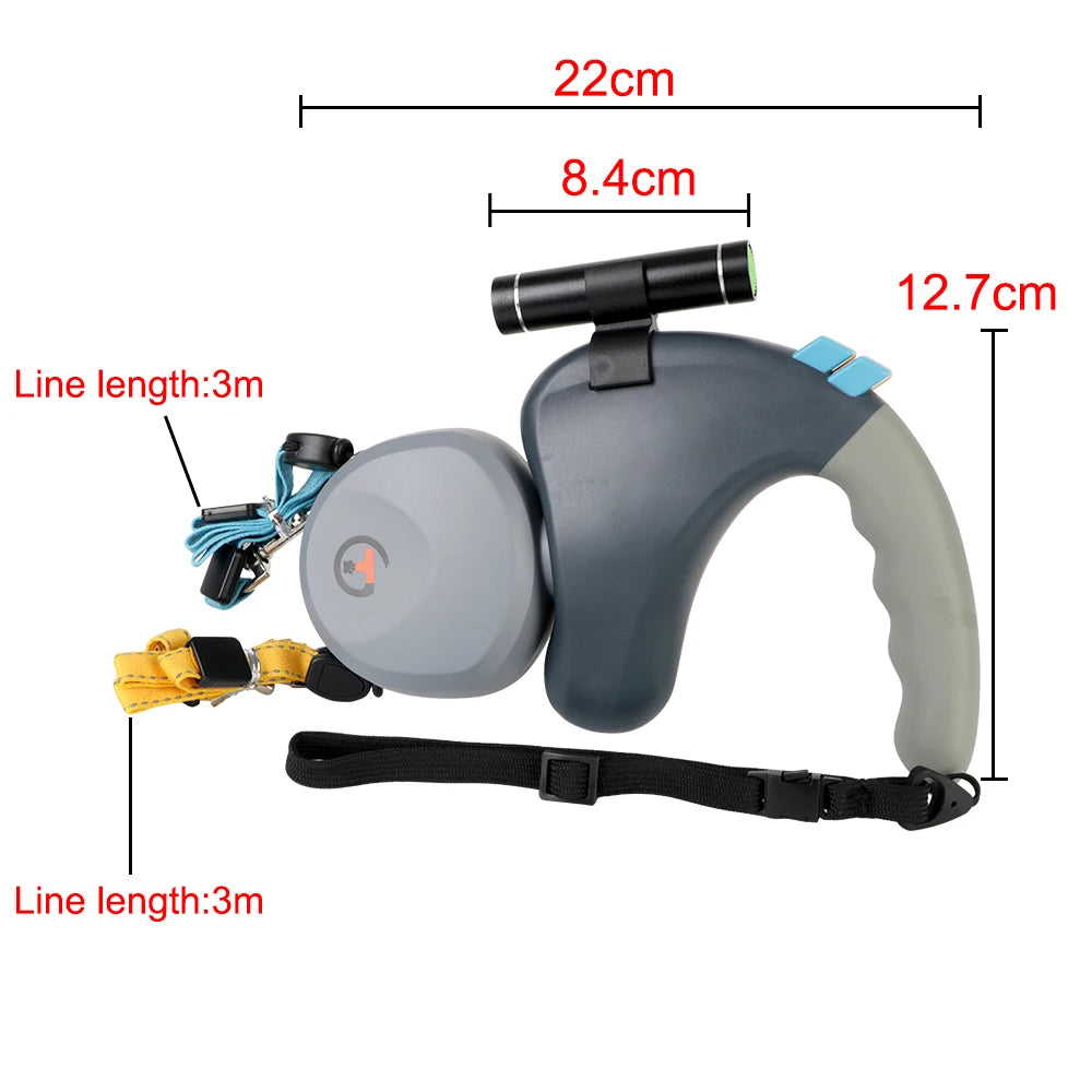 With Light Rotation Pet Rope Double Dual Dog Rope Leash for 2 Dogs Walking Retractable Pet Supplies Pet Traction Rope Belt