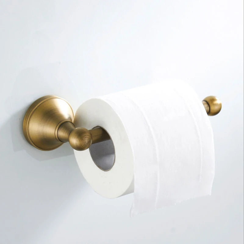 Bathroom Accessories Antique Brass Wall Mounted Toilet Paper Holder Towel Ring Robe Coat Hook Bathroom Hardware