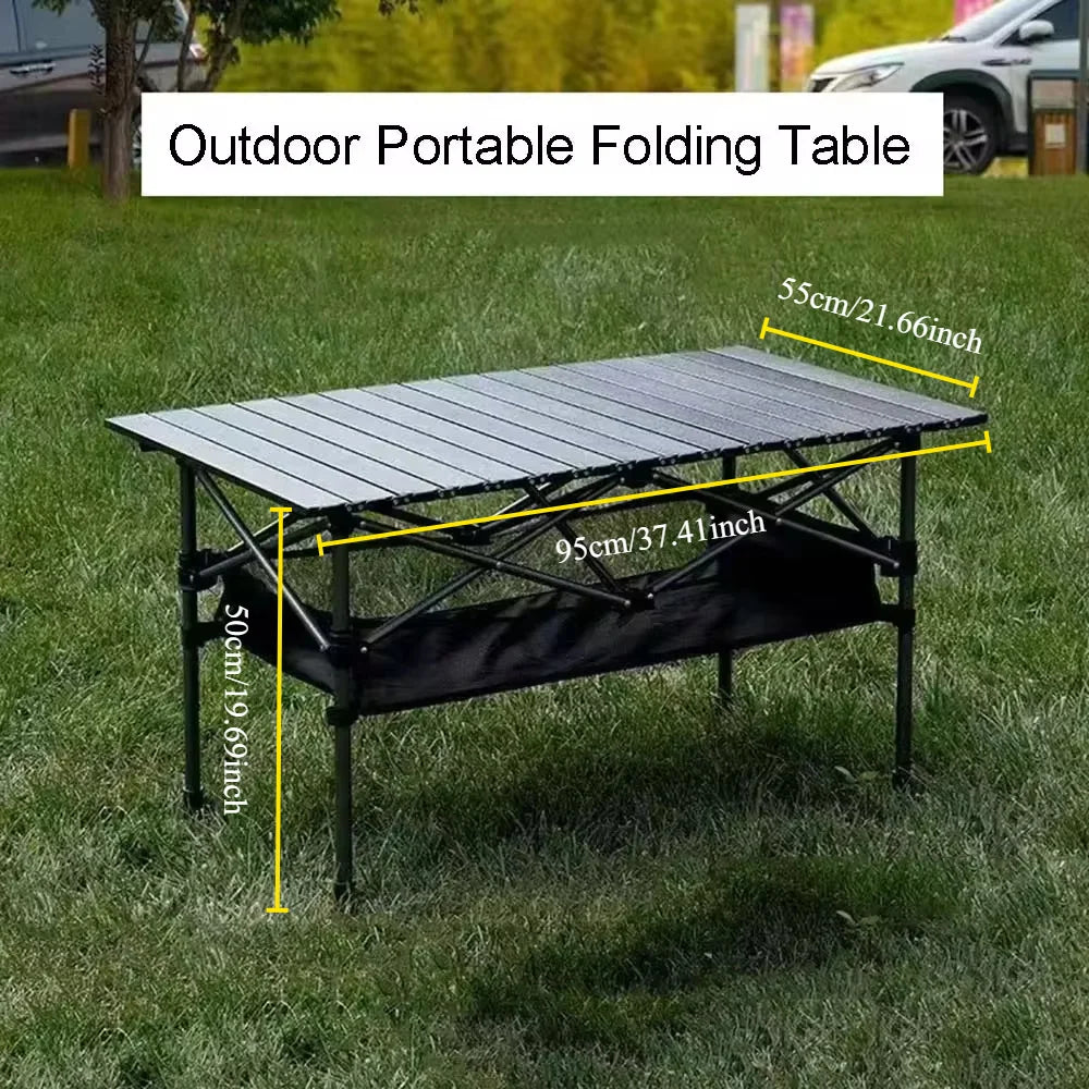 Outdoor Folding Long Table Tourist Portable Storage Egg Roll Table Camping Desk Barbecue Easy To Install  Picnic Outdoor Tables