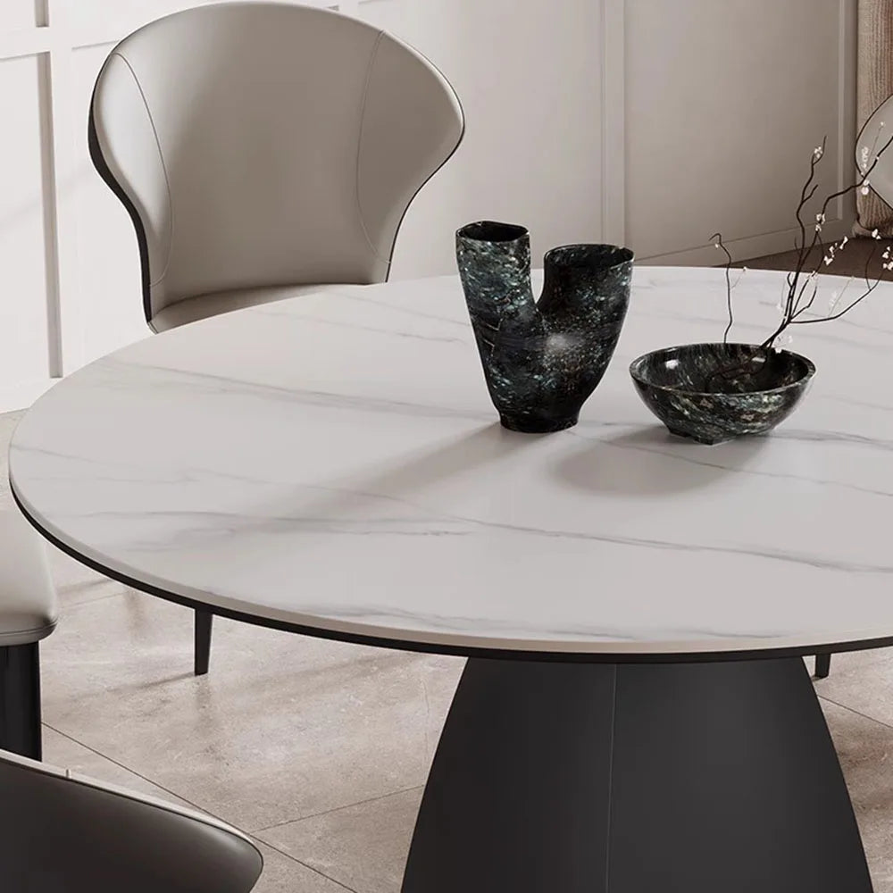 8 People Turntable Dining Table Leg Metal Nordic Living Dining Table Luxury Round Conjuntos De Sala De Jantar Home Decoration