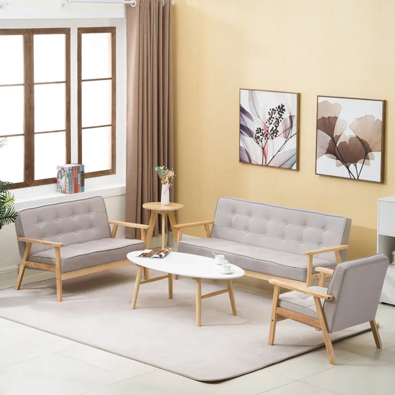 Modern Minimalist Sofa Small Apartment Original Solid Wood Style Home Living Room Nordic Small Double Apartment Fabric Sofa
