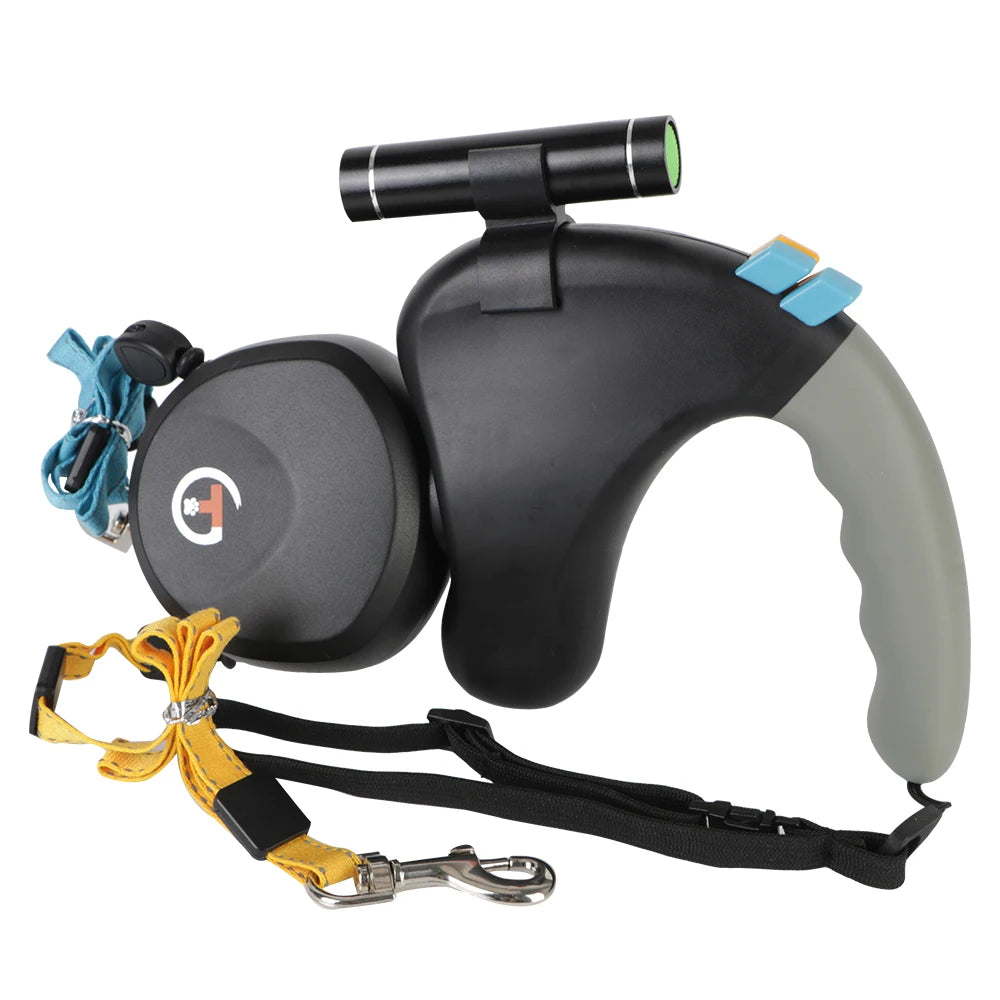 With Light Rotation Pet Rope Double Dual Dog Rope Leash for 2 Dogs Walking Retractable Pet Supplies Pet Traction Rope Belt