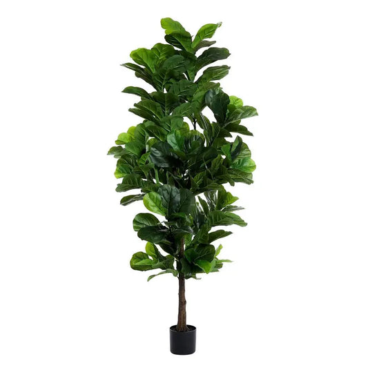 Leaf Fig Tree 6ft Tall Artificial Tree in Plastic Pot Fake Ficus Lyrata Plants with 184 Decorative Fiddle Leaves Faux Fig Trees