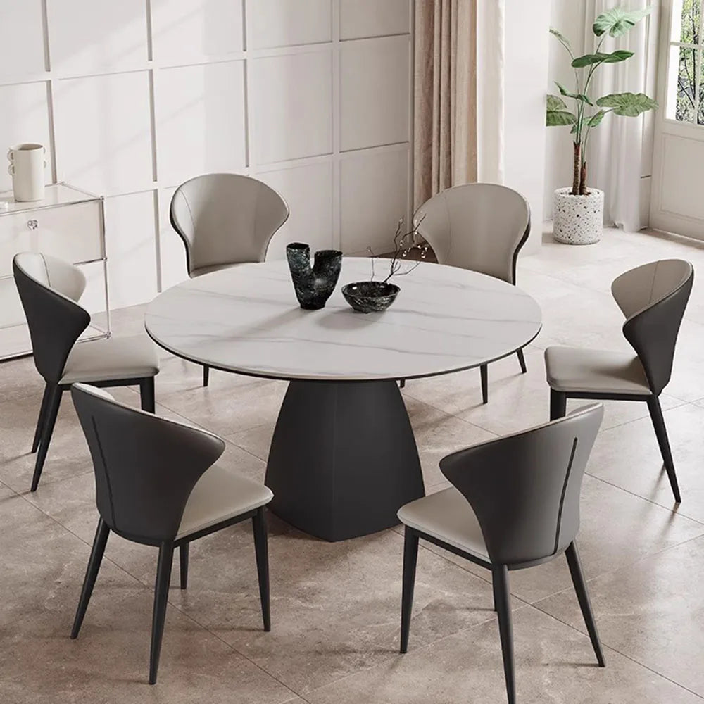 8 People Turntable Dining Table Leg Metal Nordic Living Dining Table Luxury Round Conjuntos De Sala De Jantar Home Decoration