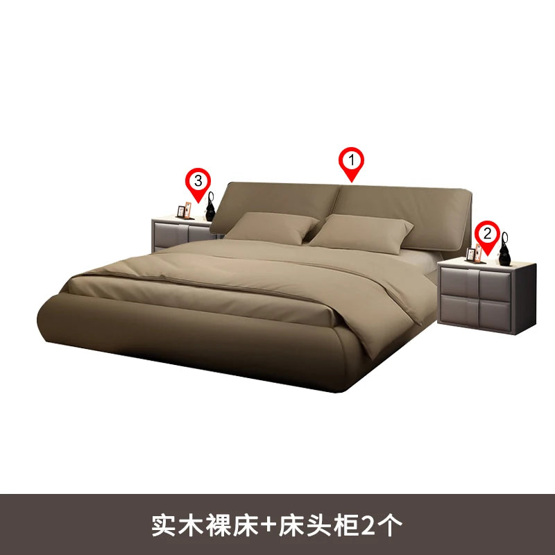 Unique Gray Double Bed Decoration Minimalist Modern Pliable Double Bed Frame Wooden Camping Cama Matrimonial Furniture For Home