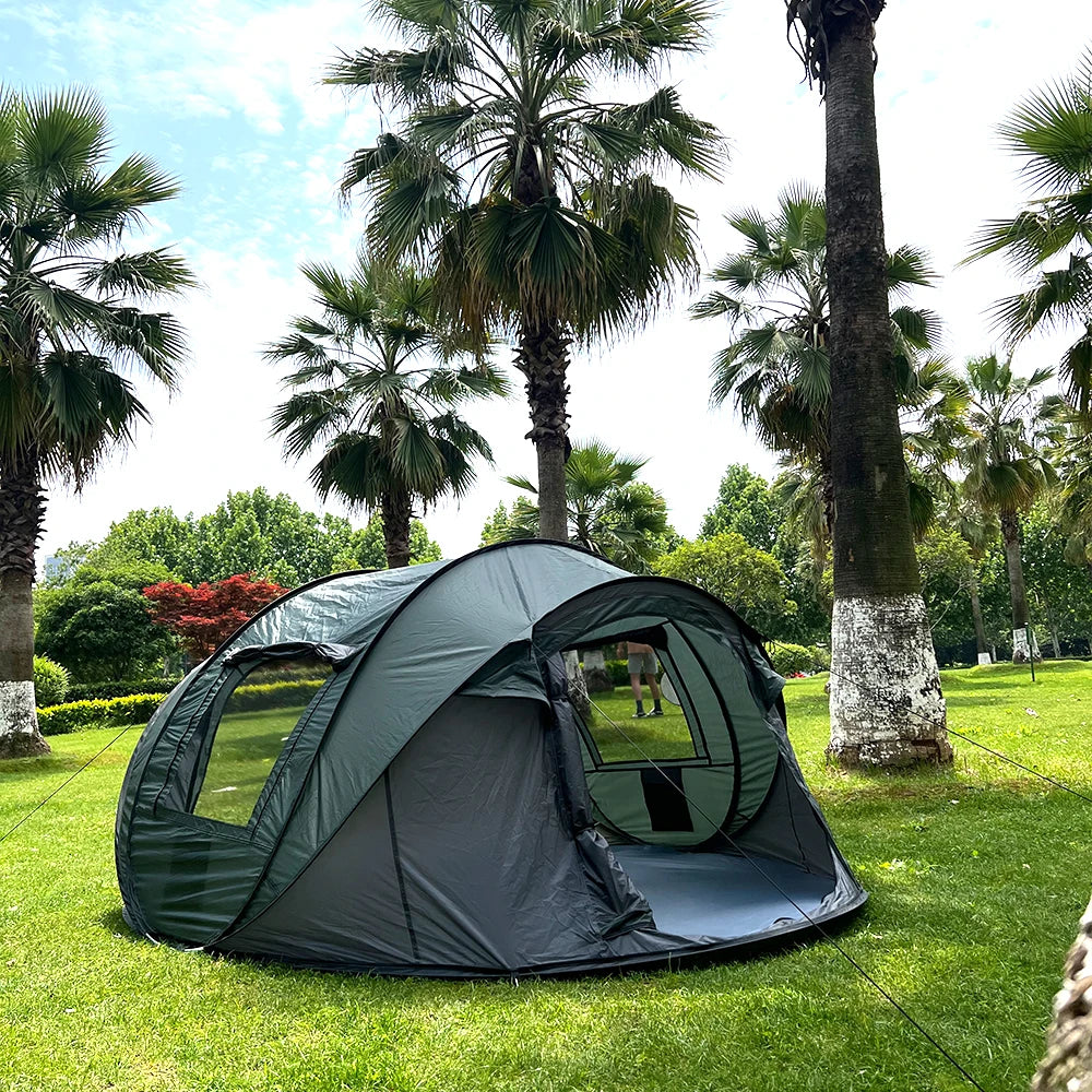 A pop-up tent, outdoor tent, camping tent, oval tent, waterproof and sun-proof travel tent, suitable for camping hiking trips