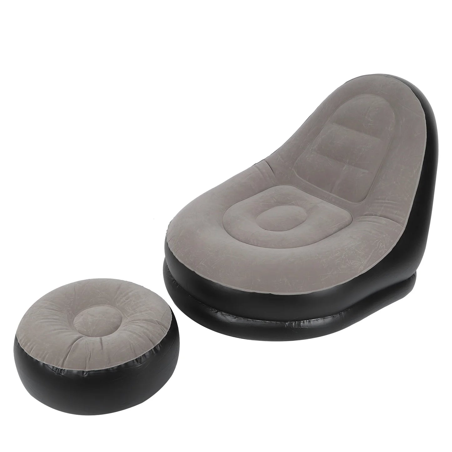 Inflatable Sofa High-Quality Flocking Material With Ergonomic Design And Footstool Suitable For Living Room Bedroom Balcony