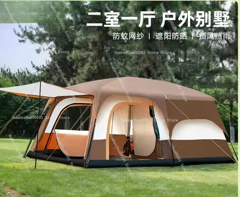 Two bedrooms and one living room large tent outdoor camping rain and sun protection villa convenient folding camping supplies