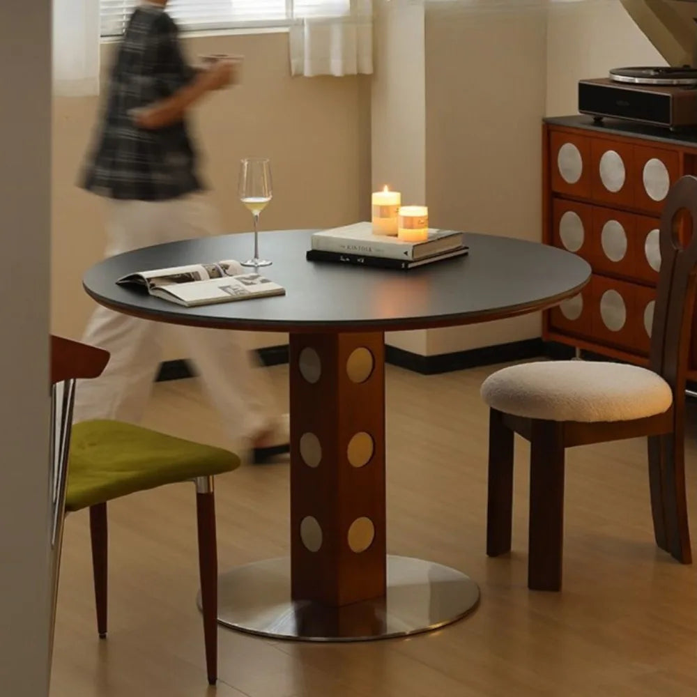 Living Luxury Dining Tables Wood Vintage Balcony Minimalist Dining Table Round Breakfast Set Sala Da Pranzo Home Furniture