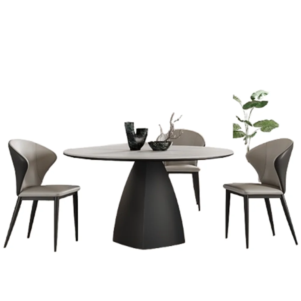 8 People Turntable Dining Table Leg Metal Nordic Living Dining Table Luxury Round Conjuntos De Sala De Jantar Home Decoration