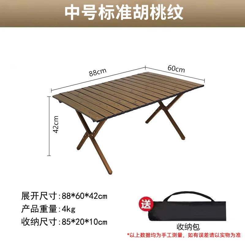Foldable Wooden Patio Table Outdoor Portable Camping Picnic Desk Lightweight Garden Furniture Backyard Beach Fun Furniture