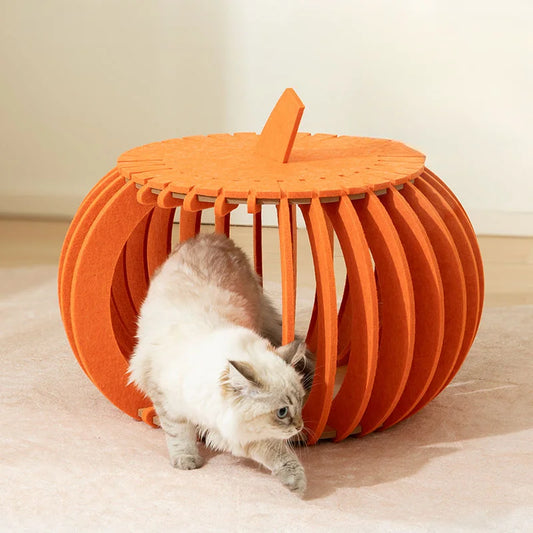 Pumpkin House Felt Cat Nest Fresh and Breathable Cat Bed Semi-enclosed Summer Pet Nest Practical Pet Furniture cat bed