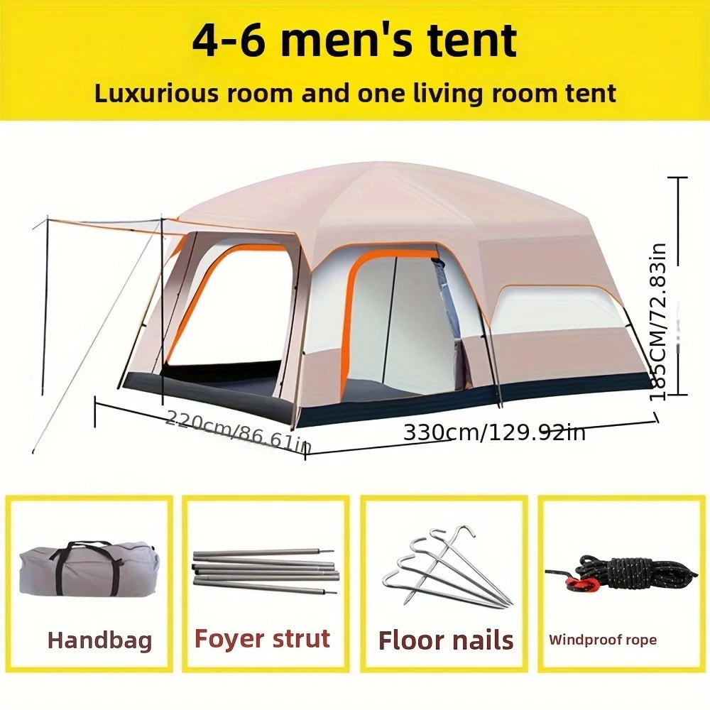 In 2025, upgrade to a two-bedroom, one-living-room outdoor folding portable windproof tent