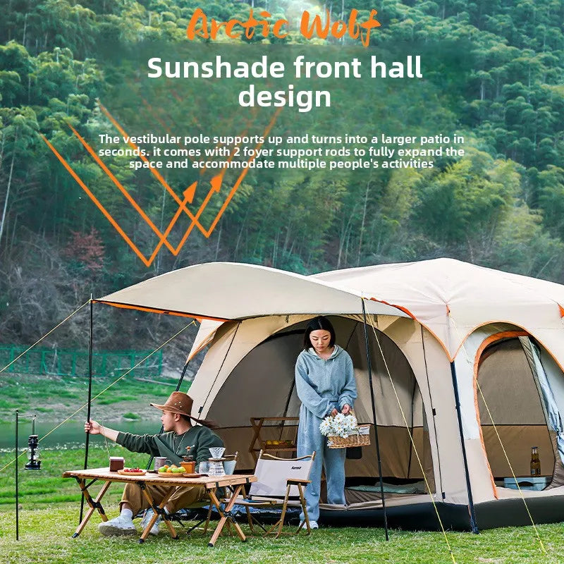In 2025, upgrade to a two-bedroom, one-living-room outdoor folding portable windproof tent