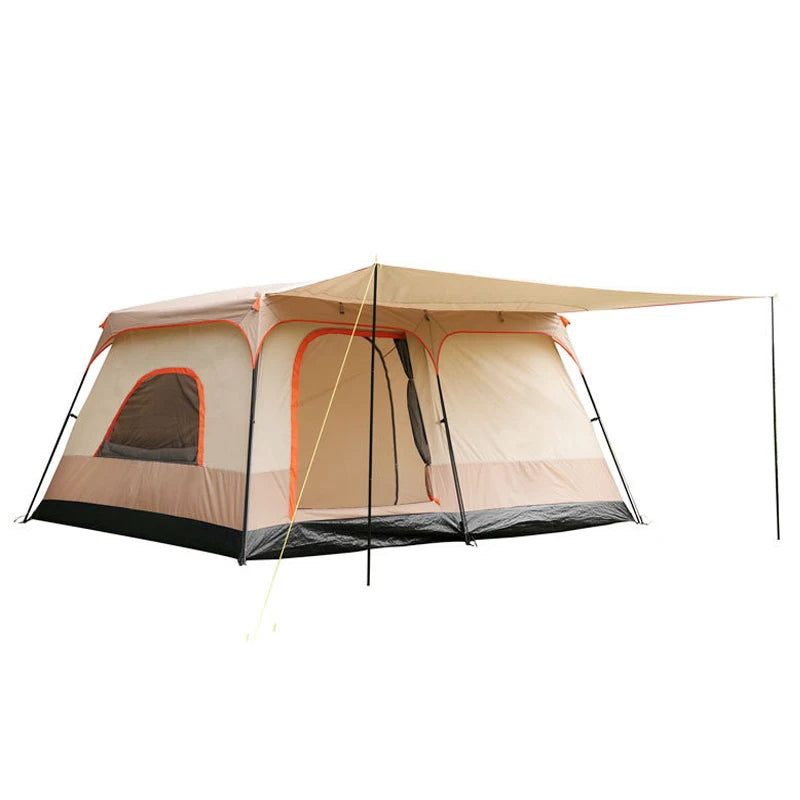 Double Rainproof Outdoor Tent, 2 Rooms and 1 Hall Villa Tent, Camping Tents, 4-10 Person, Overnight Camping Equipment, New