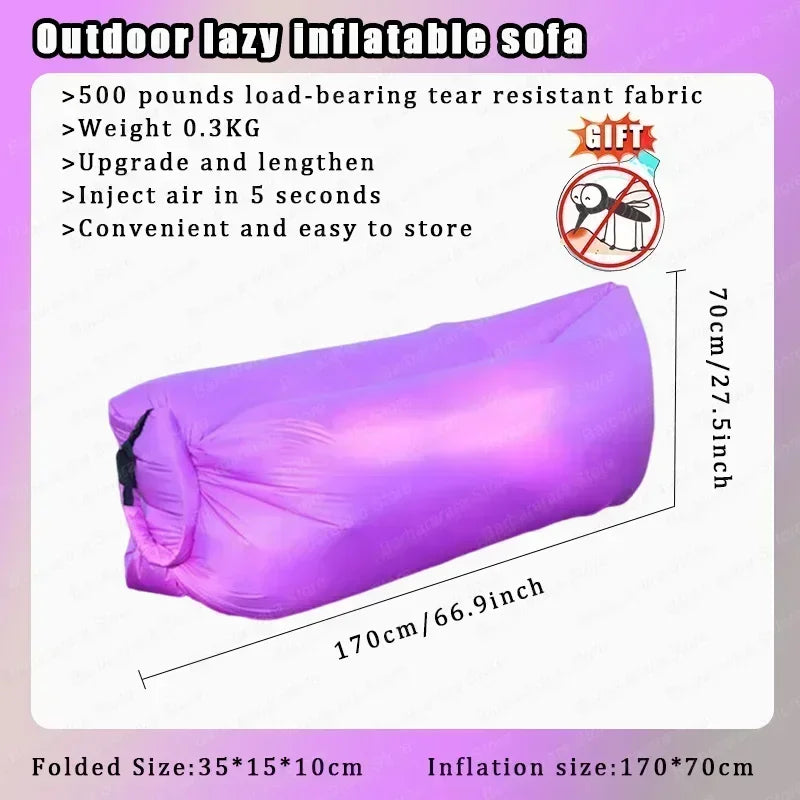 Outdoor Air Lazy Inflatable Sofa Bag Portable Camping Sofa Air Sleeping Bag Lunch Break Mattress Music Festival Portable Sofa
