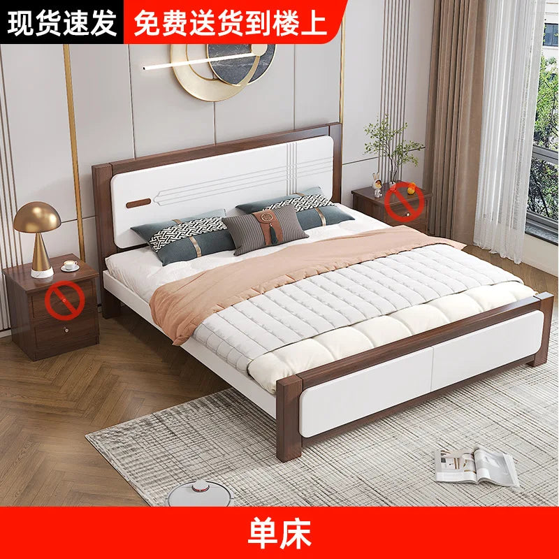 Master bedroom Nordic economy bed 1.8 meters solid wood bed 1.5 meters double bed household small apartment 1.2 meters single be